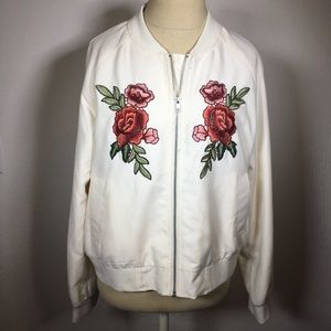 Saks 5th Ave bomber jacket w/ roses 🌹